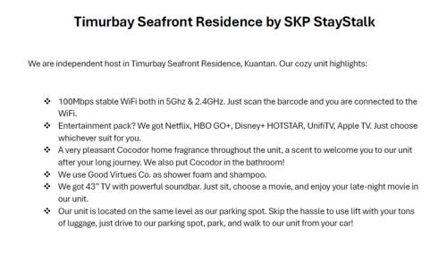 Kuantan Apartment | Timurbay Seafront Residences by SKP StayStalk