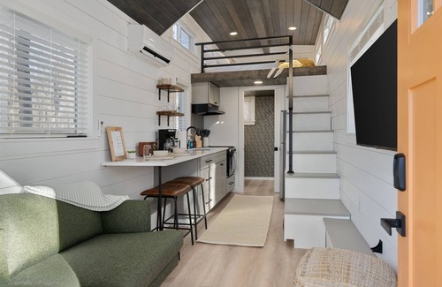 Laurelville House | Tiny Home fire pit + hot tub + community game room