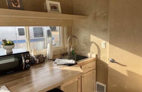 Pear Park House | Tiny home with one queen bed on main floor.