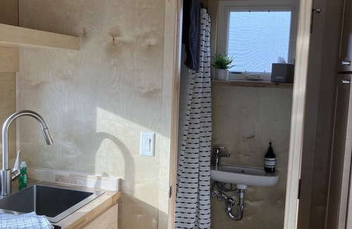 Pear Park House | Tiny home with one queen bed on main floor.