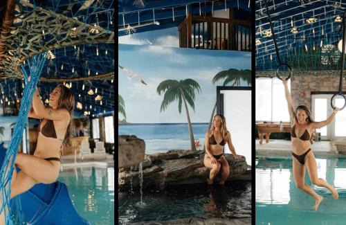 Bryant House | Trails End Cabin with a hot tub fire pit & indoor pool