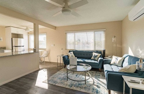 Crown Point Condo | UPSTAIRS BEACH RETREAT with AC-Parking-Patio-Steps to PB beach! Pet friendly!