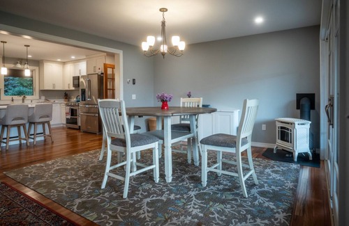 Waterbury House | Private hilltop home close to skiing. Enjoy views, hot tub & fire pit!