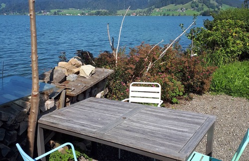 Gross Condo | Vacation dream directly on Lake Sihl with its own beach
