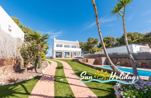 Creixell Villa | Villa Bianka R211 with Private Pool, tenis court and Sea Viewsn