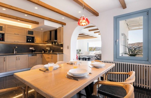 Ornos Villa | Villa Dame Sea view terrace villa 5 bdrms, WiFi, A/C in enchanting Mykonos