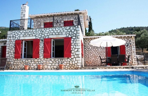 Lefkas Villa | Villa Horizon . privacy and sunset view of the Ionian Sea