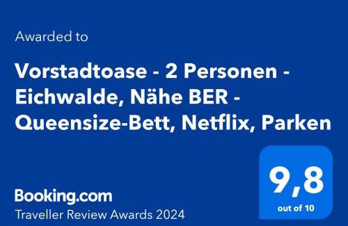 Eichwalde Apartment | Vorstadtoase - 2 Personen - Eichwalde, Nähe BER - Queensize-Bett, Netflix, Parken