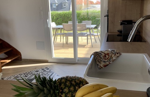 Plouescat House | Wake up sea view, in the heart of Porsguen, 3 bedrooms, fireplace, enclosed garden