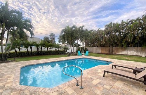 Melbourne Beach House | WALK TO BEACH AND HEATED POOL! Beachside Paradise One Block from Ocean!