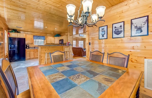 Maynardville House | Waterfront home with game room, theater, deck, dock & fireplace