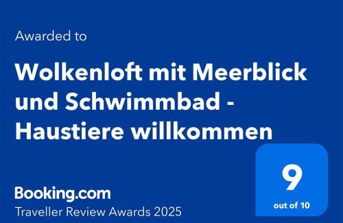 Sierksdorf Apartment | Wolkenloft mit Meerblick und Schwimmbad - Haustiere willkommen