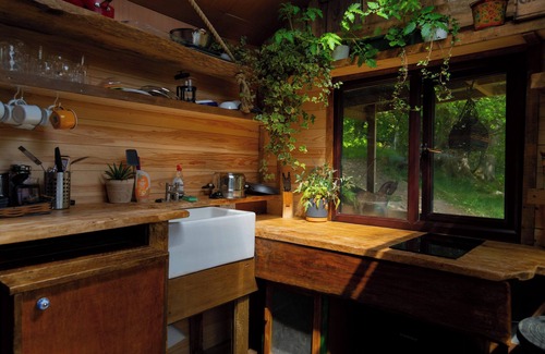 Abergele Cabin | Wood Cabin & 4 Large Bell Tents - Hapus Hideaway