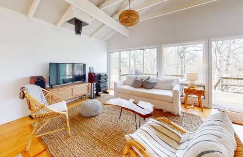 Chilmark House | Woodsy island home with large deck, open layout, WiFi, kitchen & ideal location