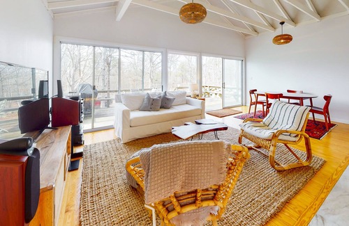 Chilmark House | Woodsy island home with large deck, open layout, WiFi, kitchen & ideal location
