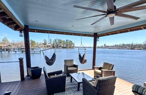 Manning House | Wyboo Lakefront Premier: Log Cabin on the Water!
