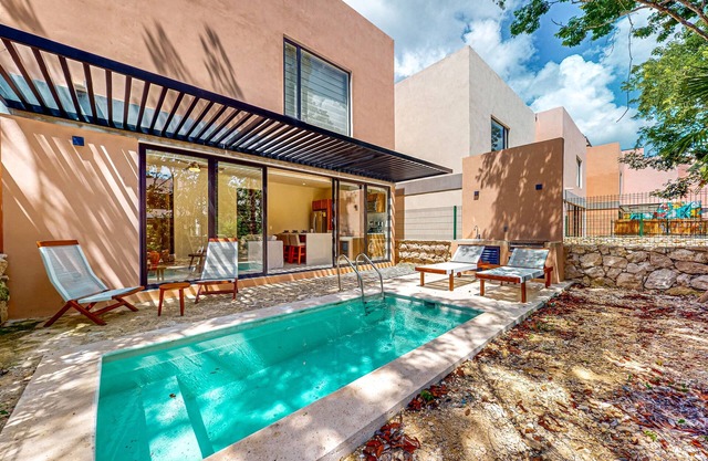 2-story resort home near cenotes with private outdoor pool, patio, terrace, gym