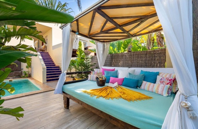 Beautiful colorful house with a private pool.