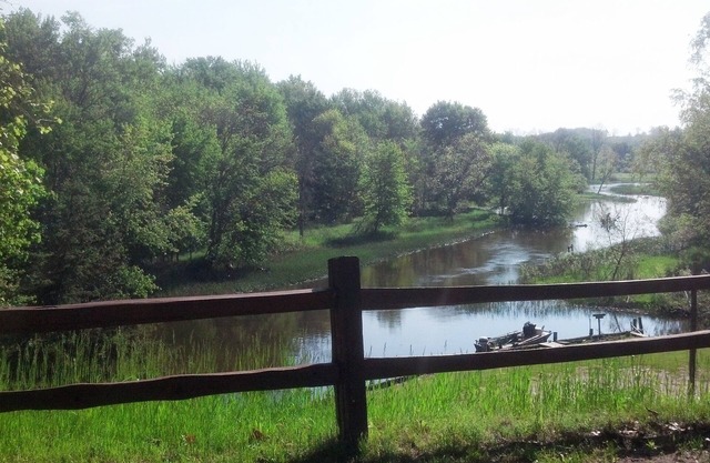 Beautiful Lodge on the Big Manistee River, with cabins for extended family.