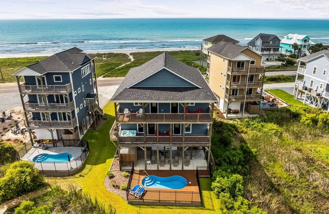 Beautiful ocean view home with private pool and hot tub with direct beach access