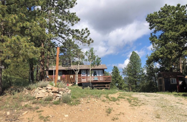 Cabin on a mountain in a forest
