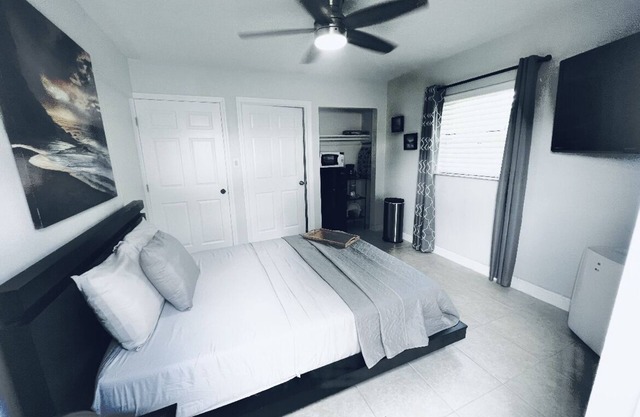 Centrally located private bedroom and bathroom