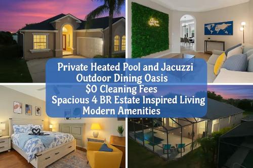 Chic 4BR,Heated Pool,Jacuzzi & Dining Oasis near Disney & Legoland