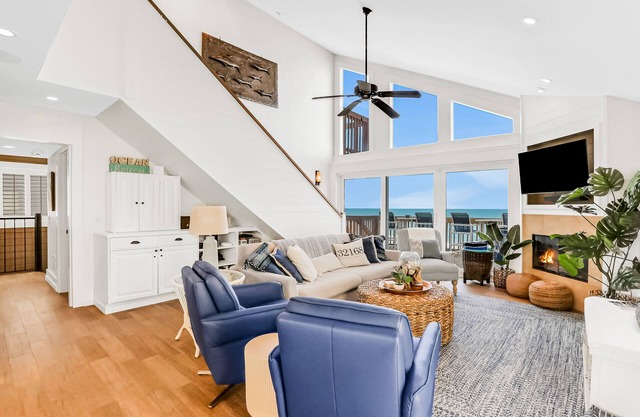Dog-friendly beachfront home with beach access, grill, balconies, & ocean views