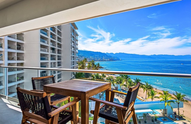 Elegant beachfront condo with stunning ocean views, heated pools & gym access