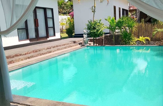 Family fully furnished villa separate bedrm swimming pool. Near beach big Garden