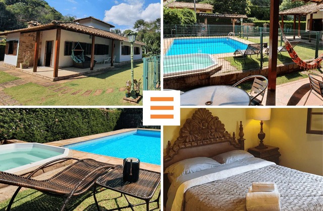 Family House in Itaipava, Rio de Janeiro, 3 bedrooms, swimming pool, heated hydro, fireplace, gourmet area