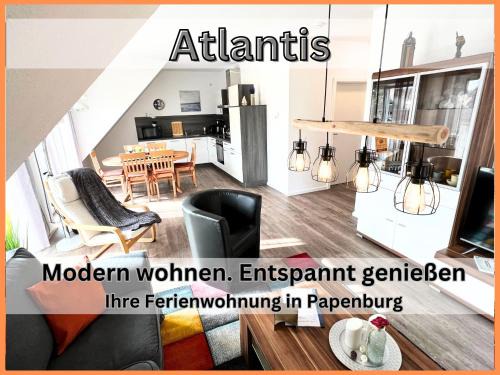 Ferienwohnung "Atlantis" Papenburg Balkon Einbauküche Neubau 74 qm Free Wifi 2 Schlafzimmer 4 Personen