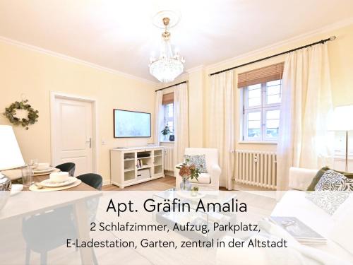 GRÄFIN AMALIA - Apartment in der historischen Hinterburg Schlitz - 2 Schlafzimmer - mit Aufzug, Parkplatz, E-Ladestation & Garten - nahe Fulda und Bad Hersfeld
