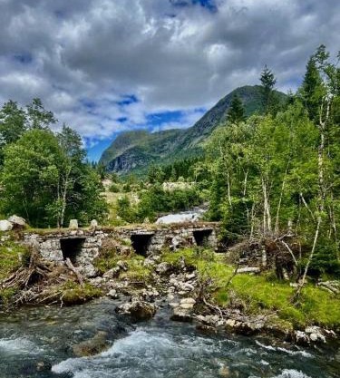Haukedalen mountain panorama river view