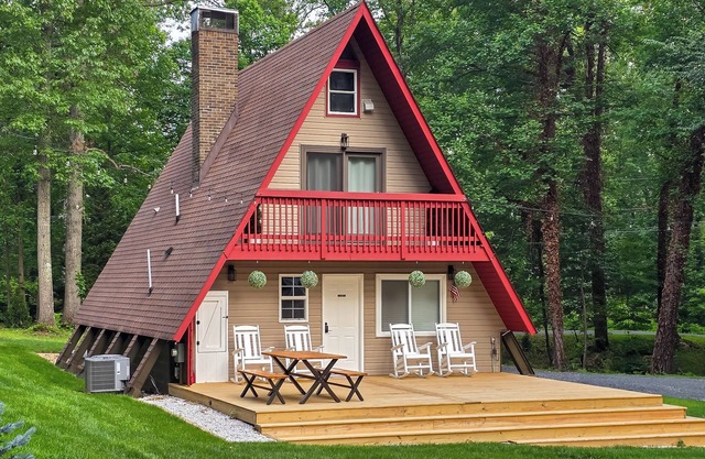 Hot Tub, Fire Pit & Patio: A-Frame Stafford Cabin