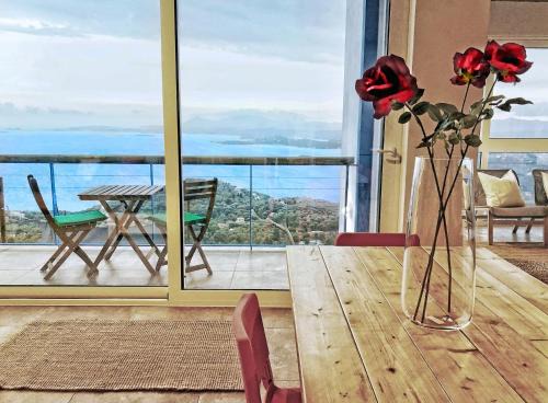 House Sienna of Villa Intaba Best Views Corfiot Riviera Corfu Island Greece Contemporary Designed Shared Pool with Spectacular Sea VIEWS close to Ipsos Beach