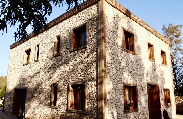 In a green setting, architect house.