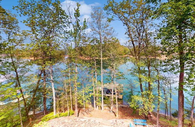 Lakefront home with private dock, 3 boat slips, fantastic bunk house & decks