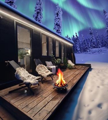 Lapland Riverside Cabin 1 VADELMA, Ylläs, Tiny Home with Sauna, Fireplace, Terrace, BBQ, Wifi, Ski, Fishing, Pets OK