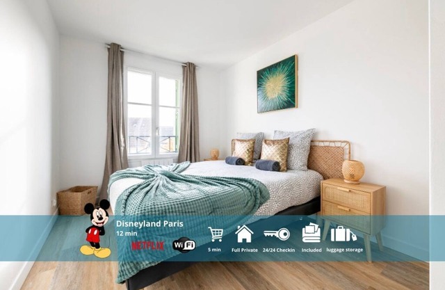 Le Mana, 7 people 2 bedrooms 12 min to Disneyland