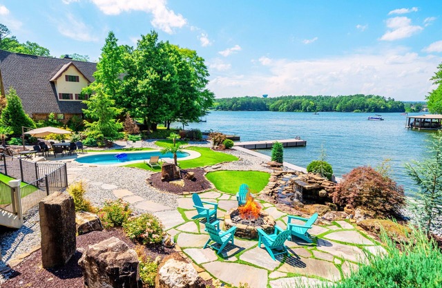 Luxe Lakefront Home With Panoramic Views & Outdoor Oasis, Private Pool, Hot Tub