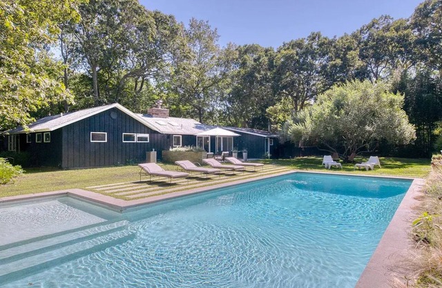 Mid-Century Gem with Pool, Fireplace and Steps to Private Beach.