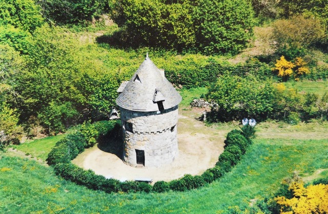 Mill overlooking the sea and the Breton countryside