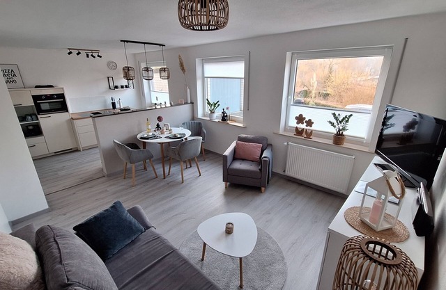 Modern vacation apartment "Diemelaue" located on the Diemel, own garden seating area
