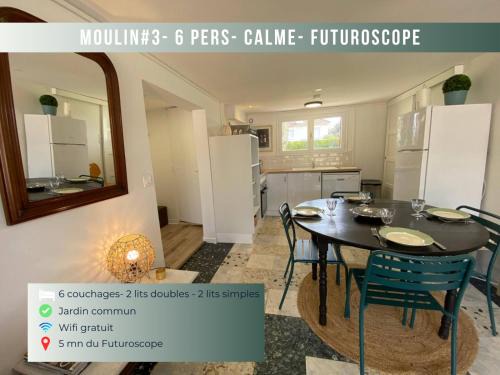MOULIN#3 - 6 pers -calme-Jardin&Parking Futuroscope