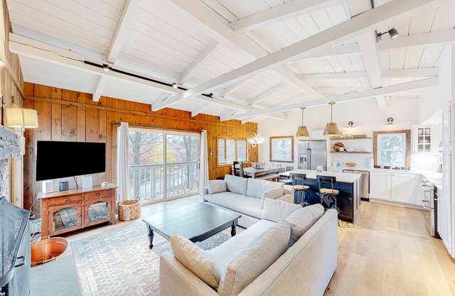 Mountain-view house near Okemo base with gas fireplace, & deck - walk to lifts