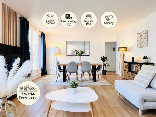 MyJolieParisHome - King size bed, Balcony, 2 Parking