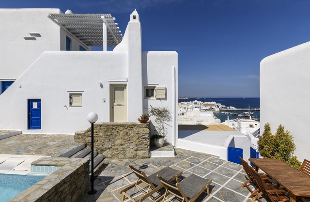 Mykonos Supreme Town House - Amazing Views, Pool, Private Jacuzzi & Parking -2BR