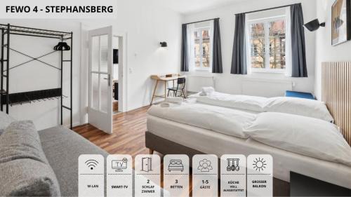 NEU KapApart15 - 6 schöne FeWos mit Einbauküche, Bad und Balkon in der Altstadt auf Bambergs Insel