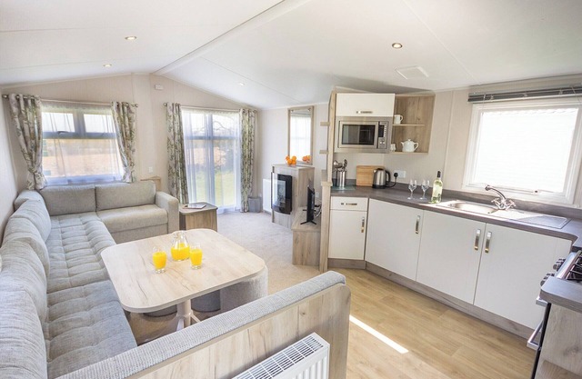New in 2018. 12ft-wide contemporary caravan with one double and two twin.